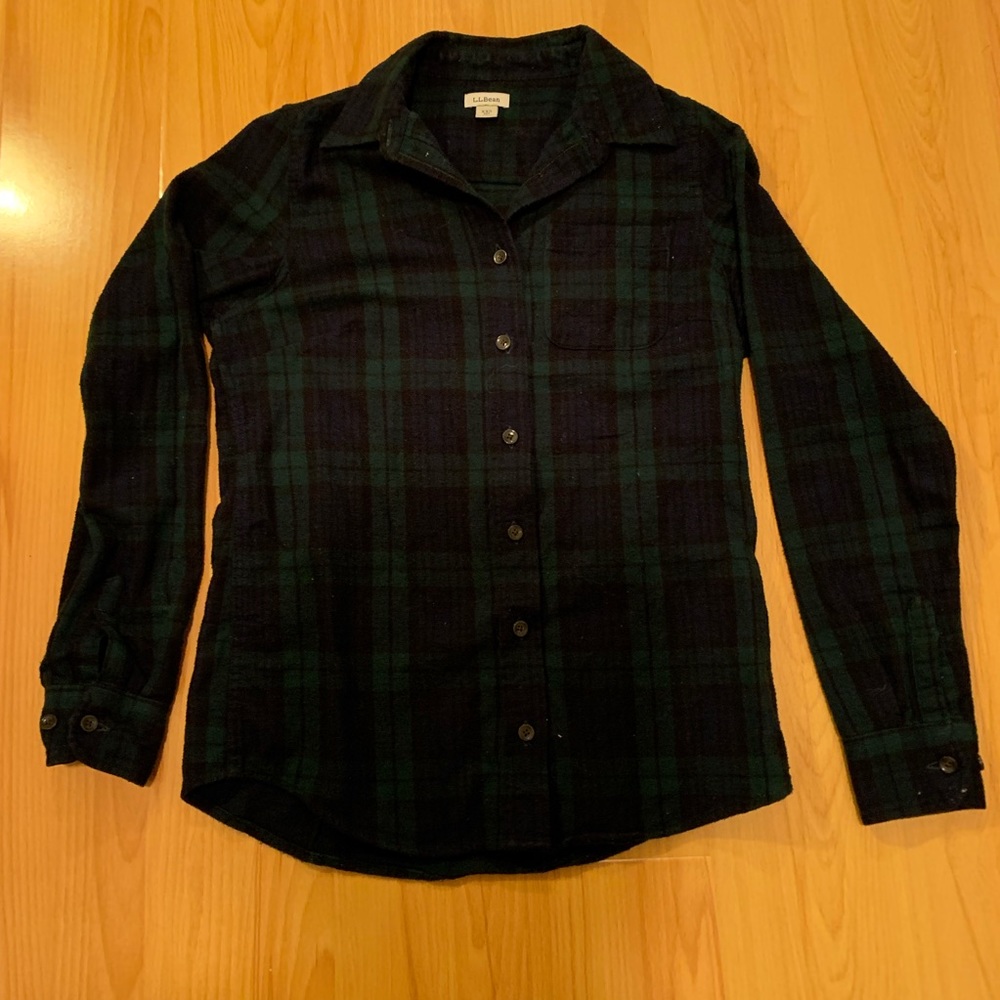 L.L bean green flannel